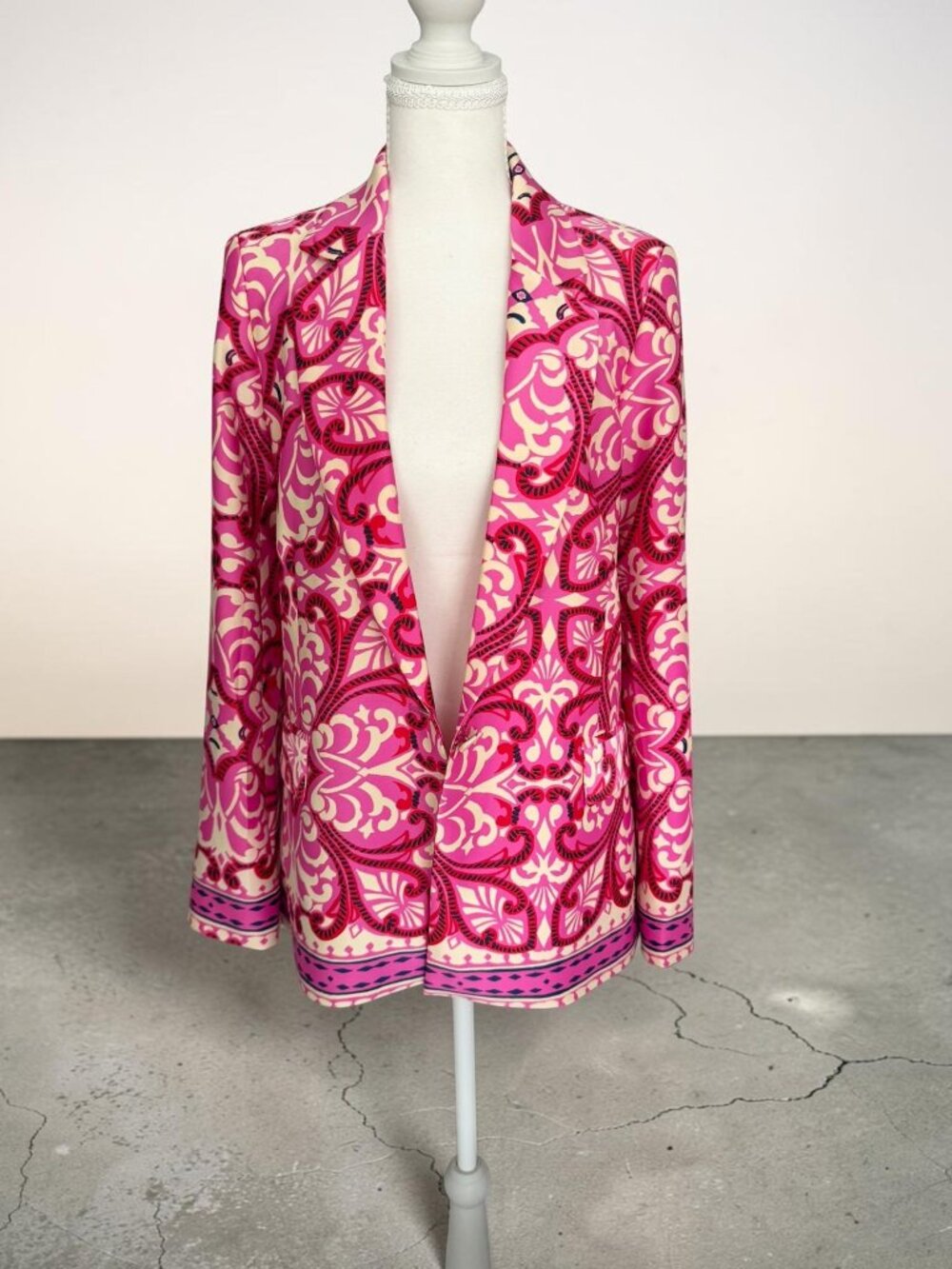 RACHEL ZOE Pink Purple Patterned Silky Blazer Jacket Size Small